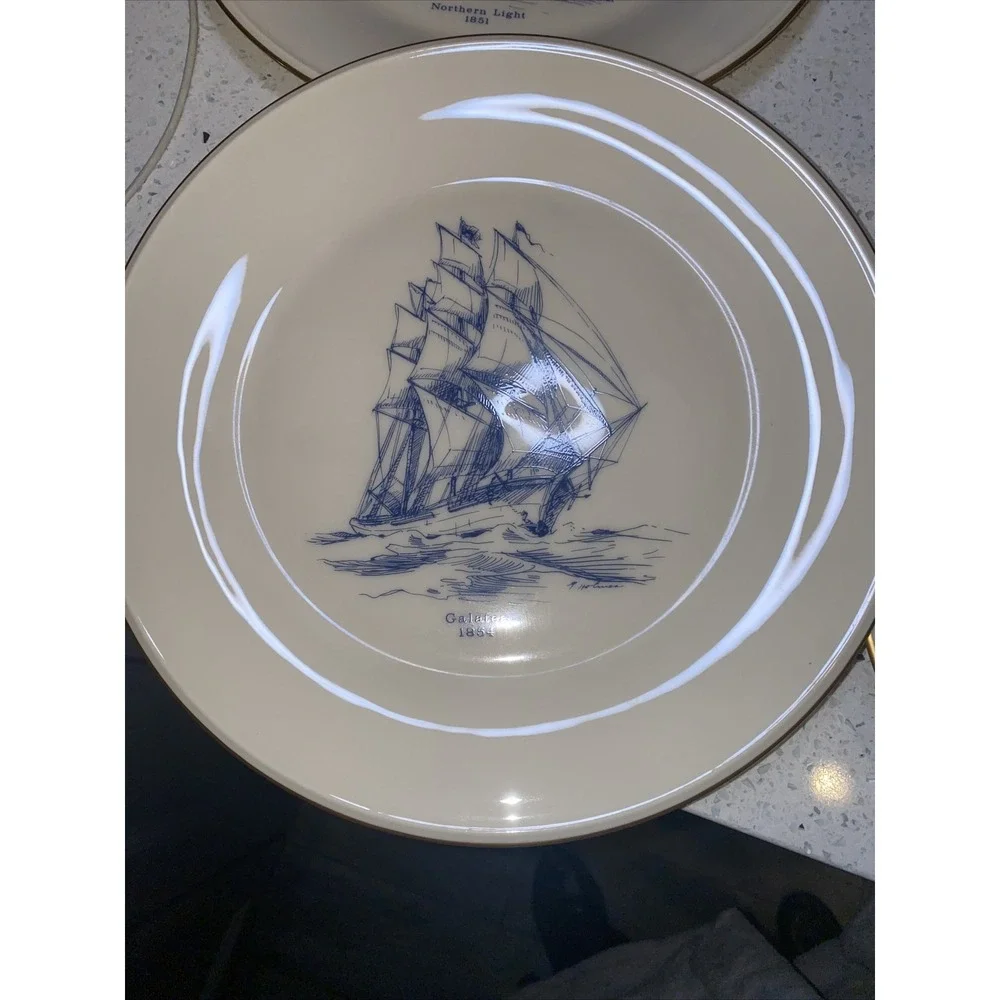 Vintage 6pc LENOX Special Dinner Plate BLACK PRINCE Great Republic Gold Rim 10.5